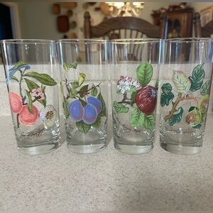 1960’s Portmeirion Highball Glass Set with Fruit Pattern